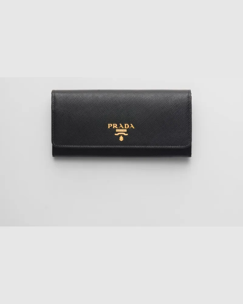 Prada Große Geldbörse aus Saffiano-Leder Schwarz