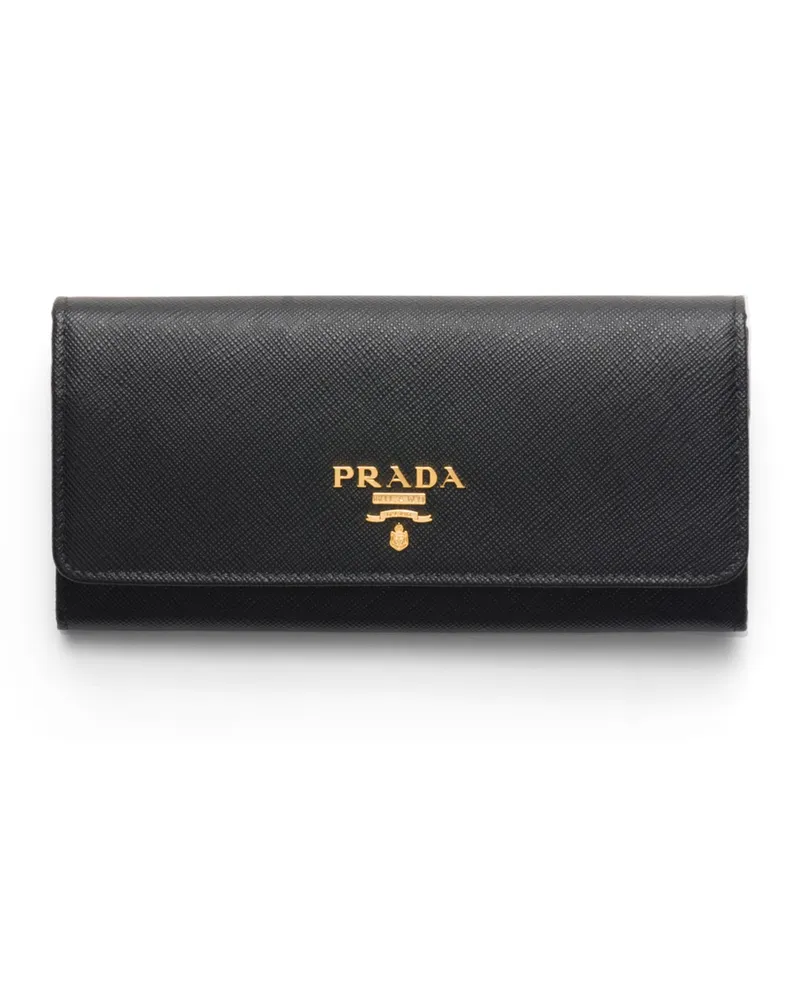 Prada Große Geldbörse Aus Saffiano-leder, Damen, Schwarz Schwarz