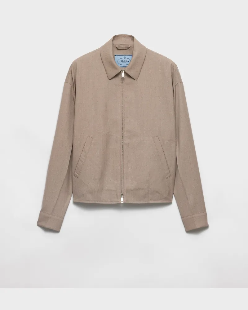 Prada Blousonjacke aus Mouliné-Wolle Sandbeige