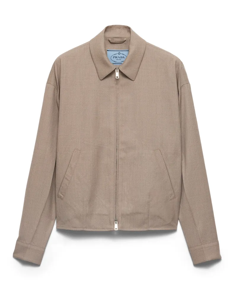Prada Blousonjacke Aus Mouliné-wolle, Damen, Sandbeige, Größe Sandbeige