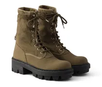 Schnürstiefeletten Aus Canvas Mit Knöchelriemen, Damen, Waldgrün, Größe