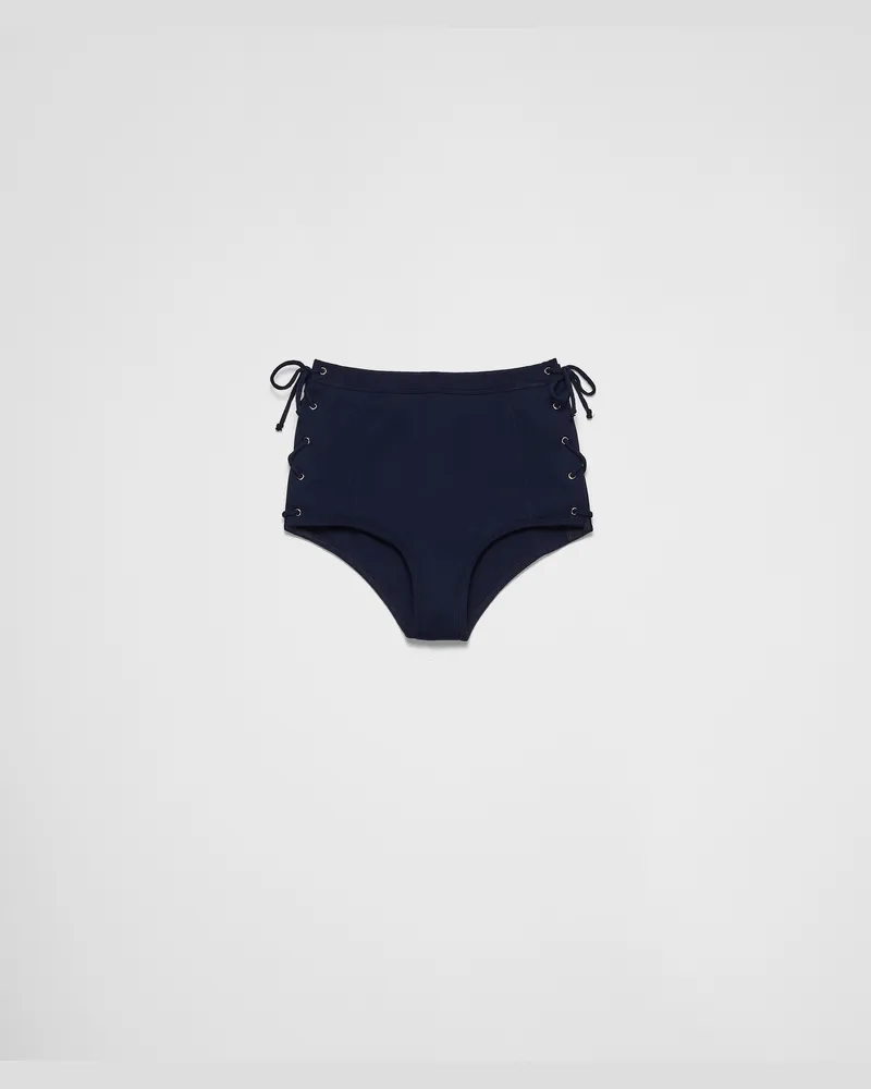 Prada Shorts aus Baumwolle mit Schnürung Marineblau