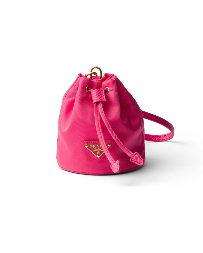 Prada Mini-icon-schlüsselanhänger Aus Re-nylon, Damen, Pfingstrose Pfingstrose