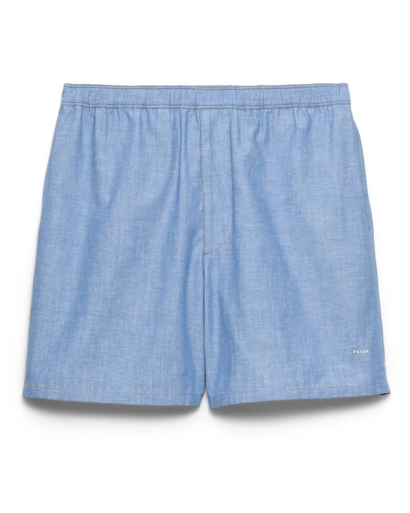 Prada Bermudas Aus Chambray, Herren, Hellblau, Größe Hellblau