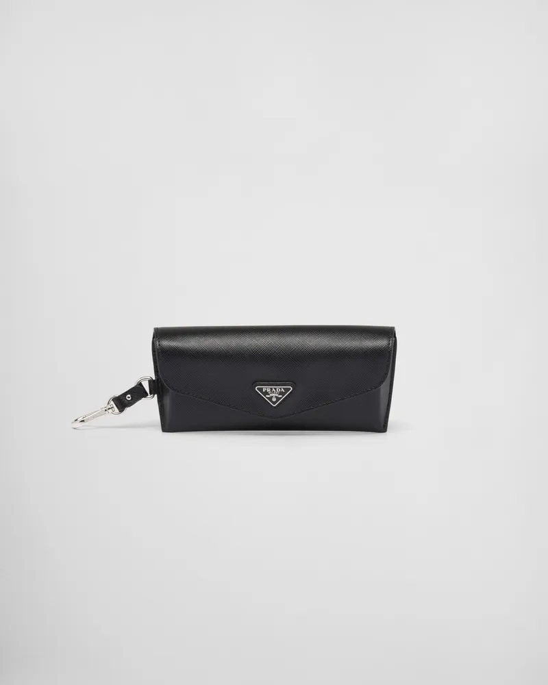 Prada Brillenetui aus Saffiano-Leder Schwarz