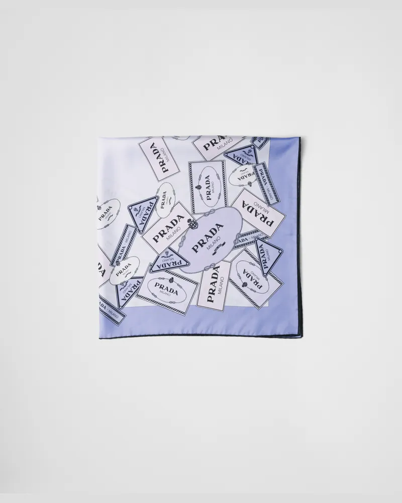 Prada Schal aus Seidentwill mit Print, 90 x 90 Glyzinienblau
