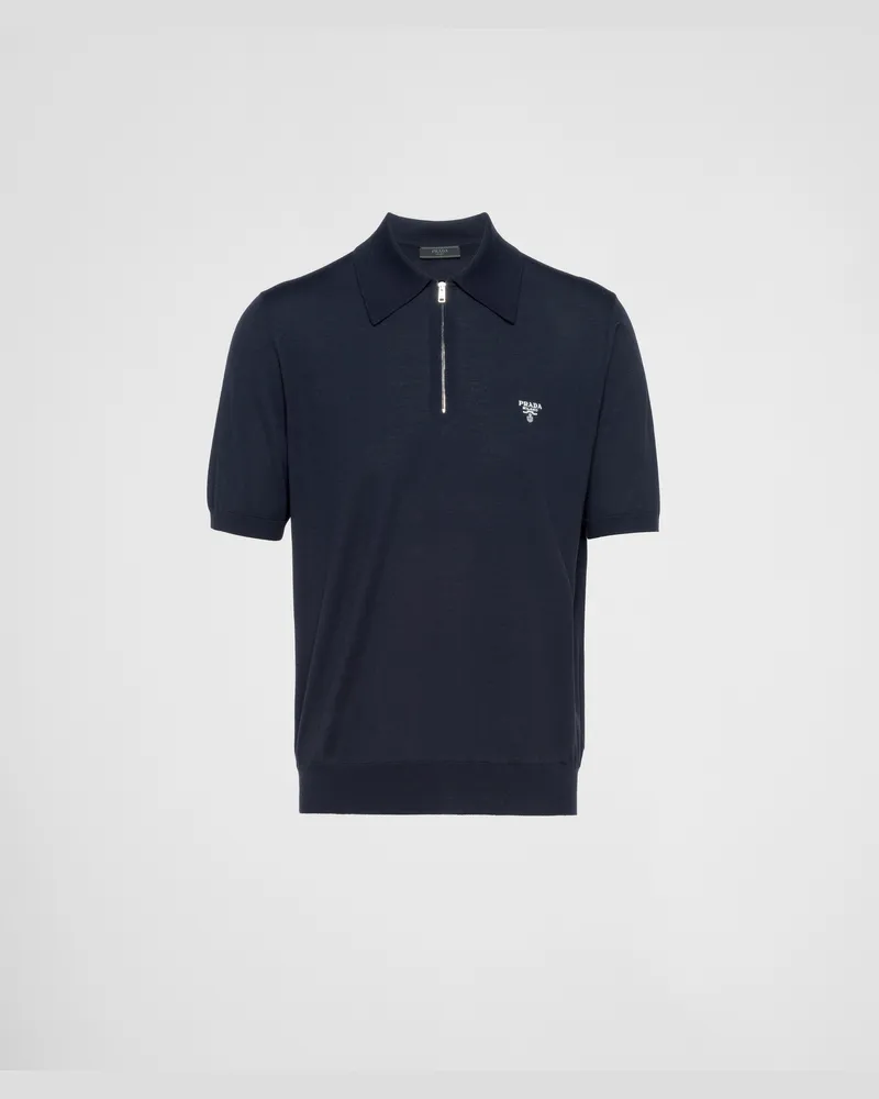Prada Poloshirt aus Superfine-Wool Blau