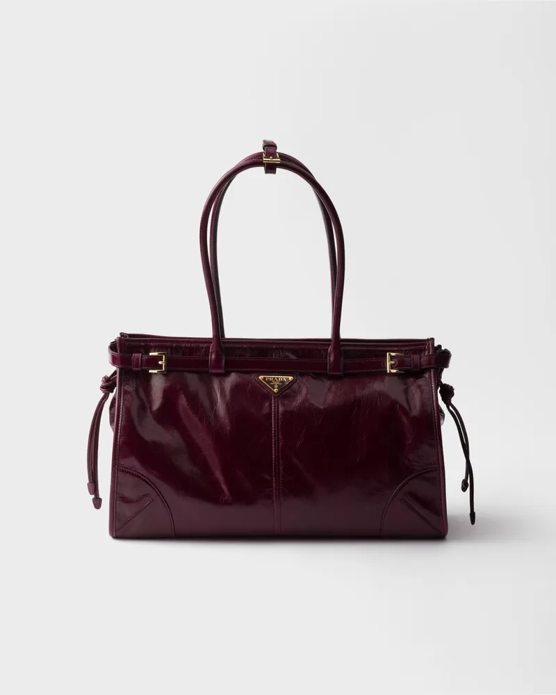 Prada Bonnie Große Handtasche aus Leder Burgunder