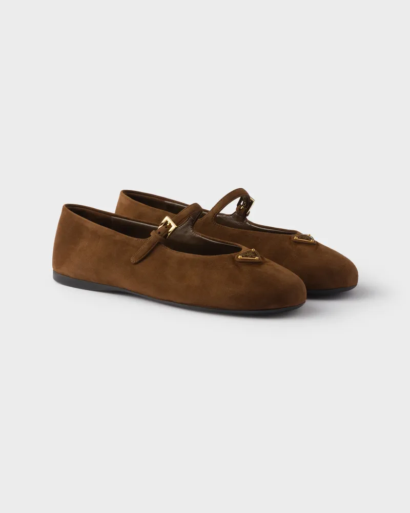 Prada Ballerinas aus Wildleder Kakaobraun