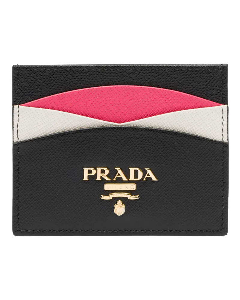 Prada Kreditkartenetui aus Saffiano-Leder Schwarz