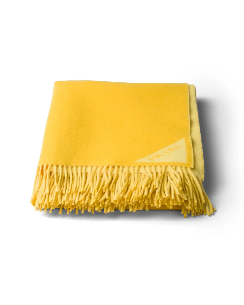 Prada Leichte Decke Aus Jacquard-wolle Und Kaschmir, , Sonnengelb Sonnengelb