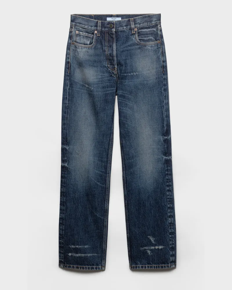 Prada Gerade Jeans aus gewaschenem Denim Blau