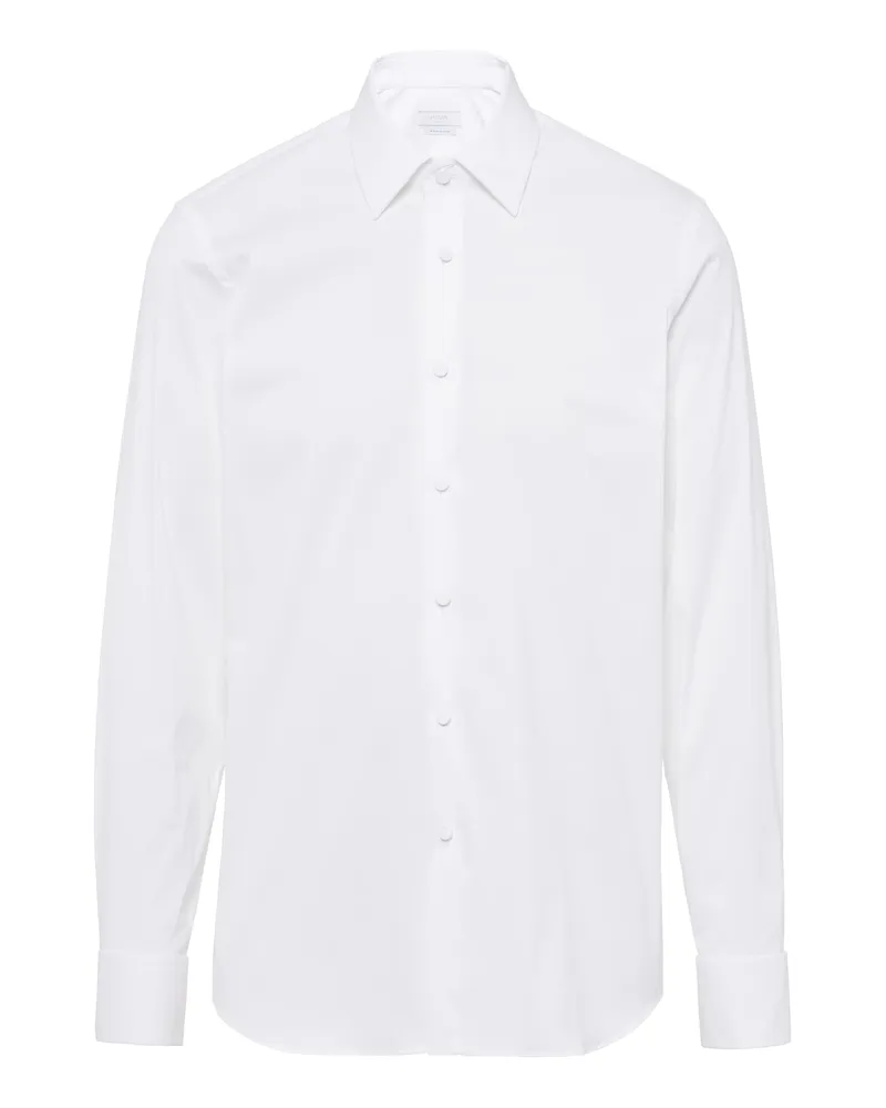 Prada Hemd Aus Baumwoll-stretch, Herren, Weiss, Größe Weiss
