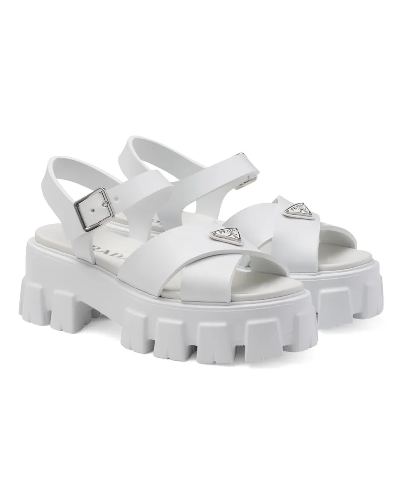 Prada Monolith Sandalen Aus Gummi, Damen, Weiss, Größe Weiss