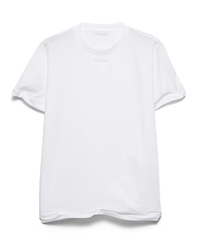 Prada Formbares T-shirt Aus Baumwolle, Herren, Weiss, Größe Weiss