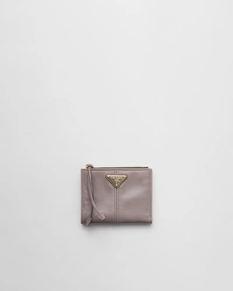 Prada Kleine Geldbörse aus Leder Dunkelgrau