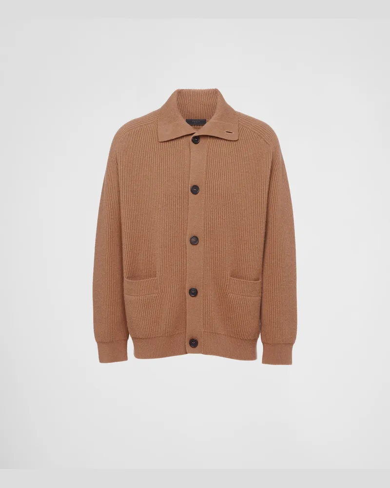Prada Strickjacke aus Kaschmir Kamelbraun