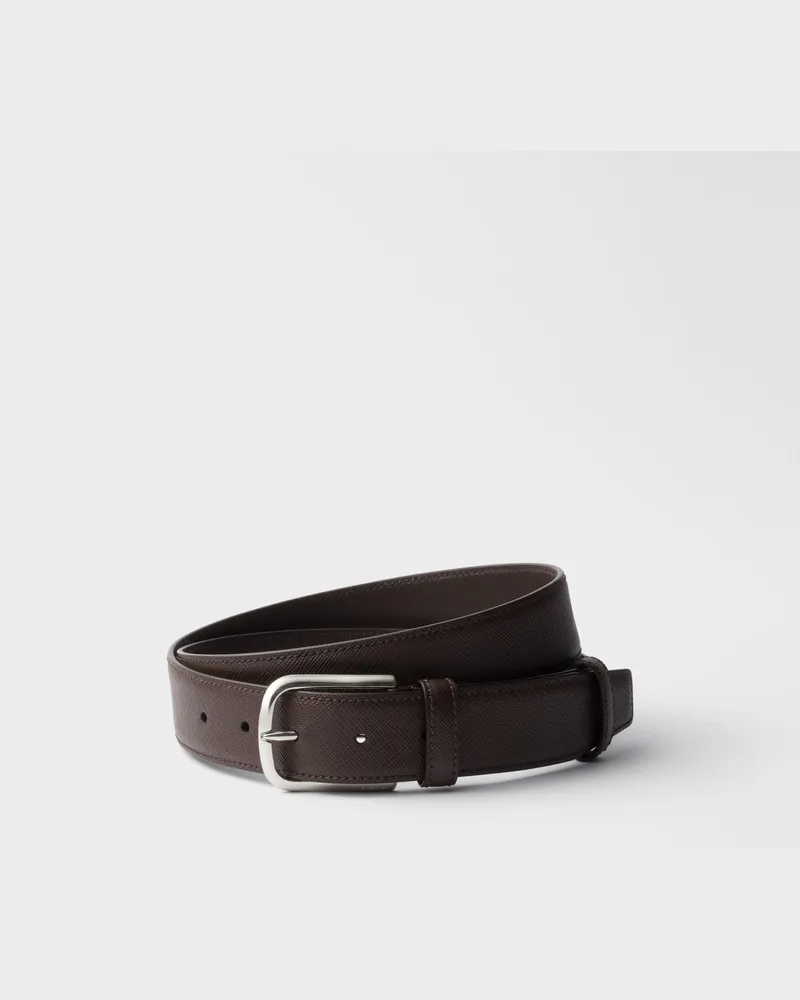 Prada Gürtel aus Saffiano-Leder Kaffeebraun
