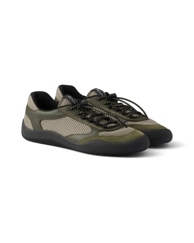 Prada Speedrock Netzstrick-sneaker, Damen, Waldgrün, Größe Waldgrün