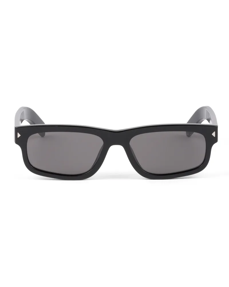 Prada Sonnenbrille Mit Der Ikonischen Plakette Aus Metall, Herren, Gläser Grau Krist Gläser
