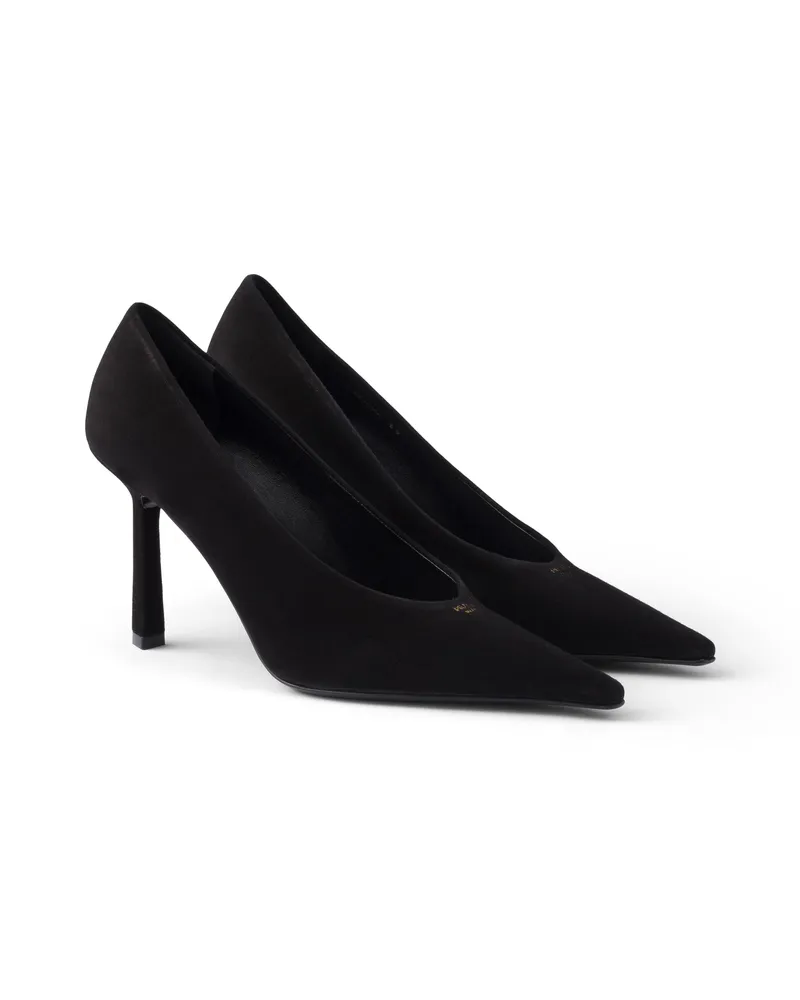 Prada Spitz Zulaufende Pumps Aus Wildleder, Damen, Schwarz, Größe Schwarz