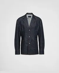 Prada Einreihige Jacke aus Denim Blau