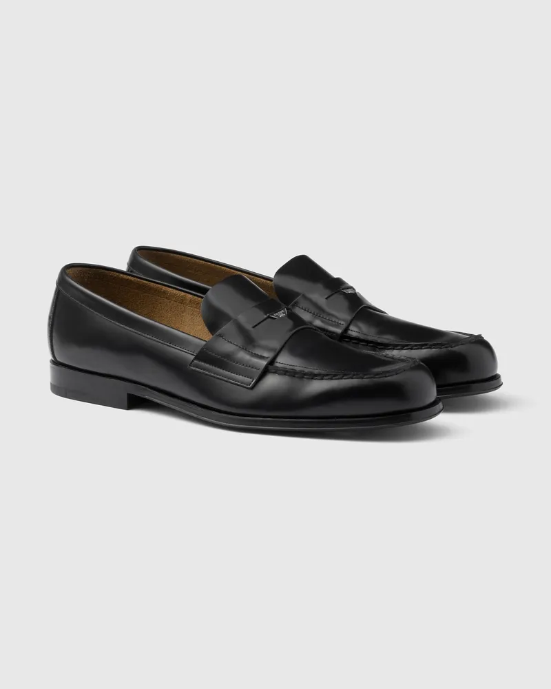 Prada Loafer aus gebürstetem Leder Schwarz