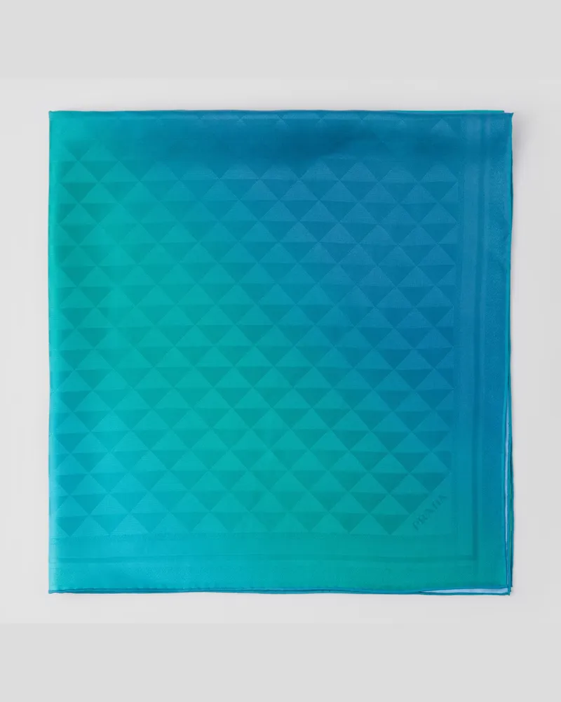 Prada Schal aus Seidentwill mit Print, 90 x 90 Türkis