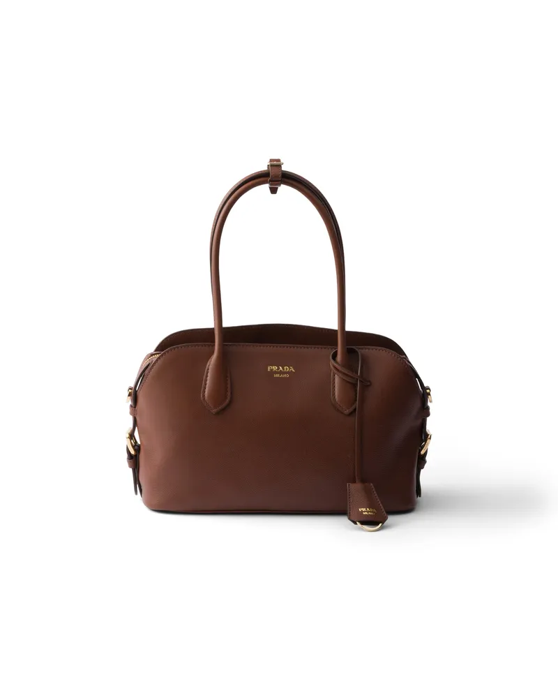 Prada Mittelgroße Tote Bag Aus Leder, Damen, Haselnussbraun Haselnussbraun