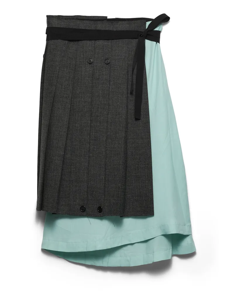 Prada Rock Aus Patchworkstoff Mit Rush-stich, Damen, Schiefergrau, Größe Schiefergrau