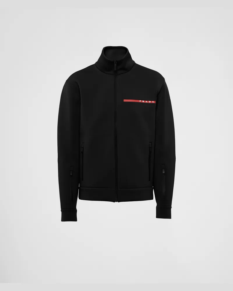 Prada Reißverschluss-Sweatshirt rec. Funktionsgewebe Schwarz