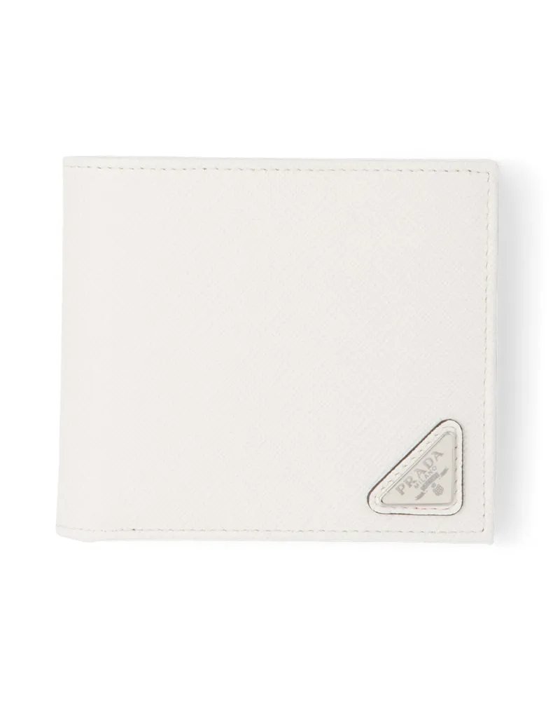 Prada Saffiano Leder Brieftasche Mit Münzfach, Herren, Weiss Weiss
