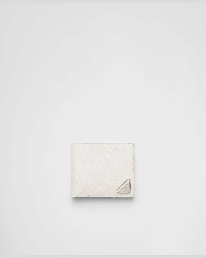 Prada Saffiano Leder Brieftasche mit Münzfach Weiss