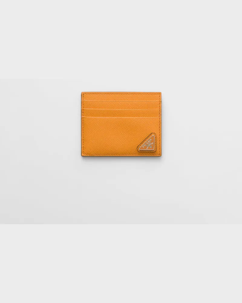 Prada Kartenetui aus Saffiano-Leder Bernstein