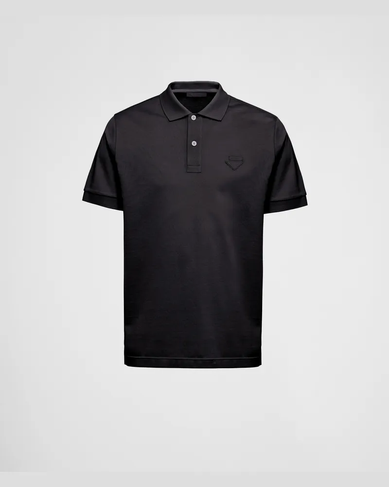 Prada Poloshirt Aus Piqué, Herren, Schwarz, Größe Schwarz