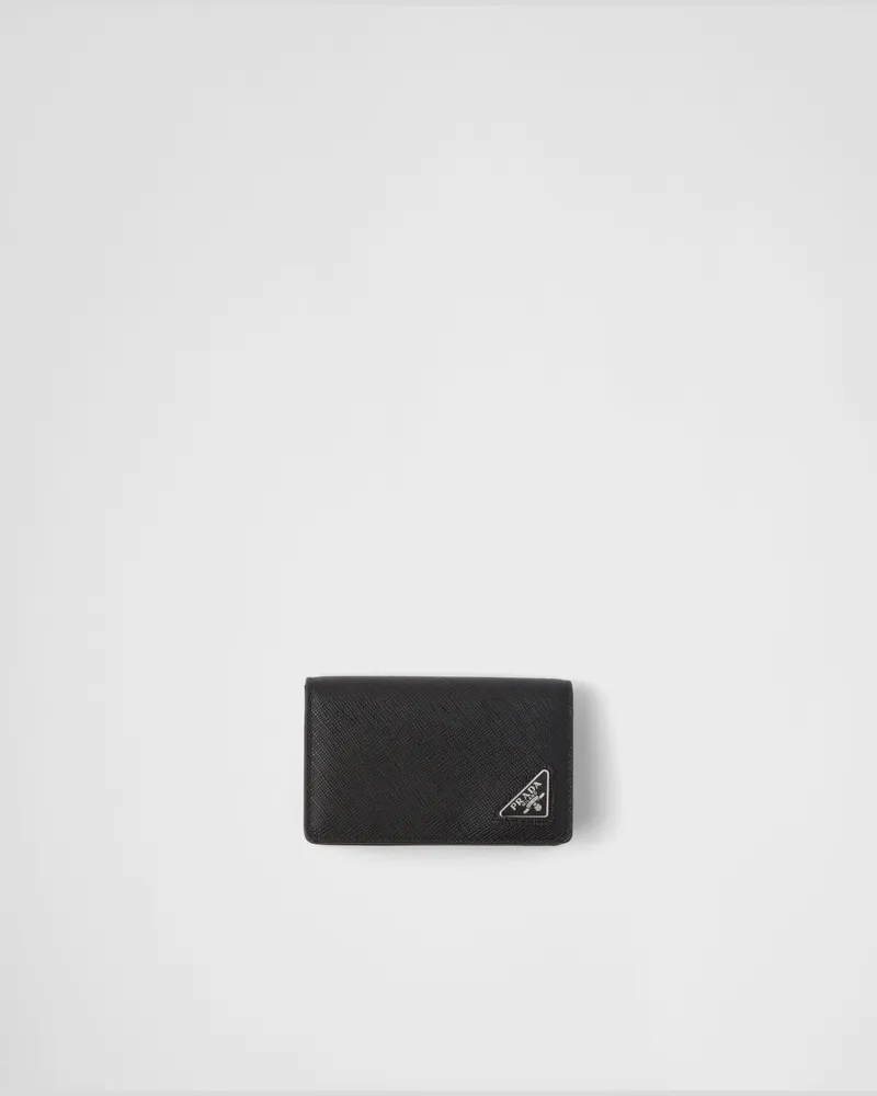 Prada Kartenetui aus Saffiano-Leder Schwarz