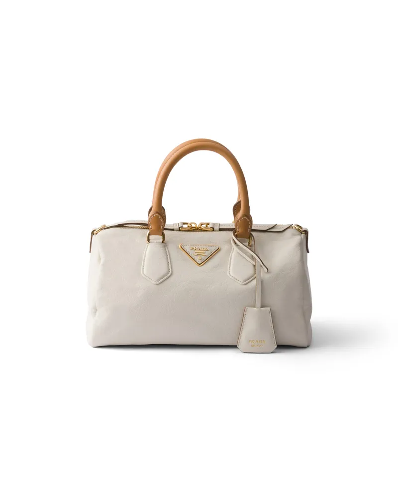 Prada Kleine Henkeltasche Aus Leder, Damen, Weiss Weiss