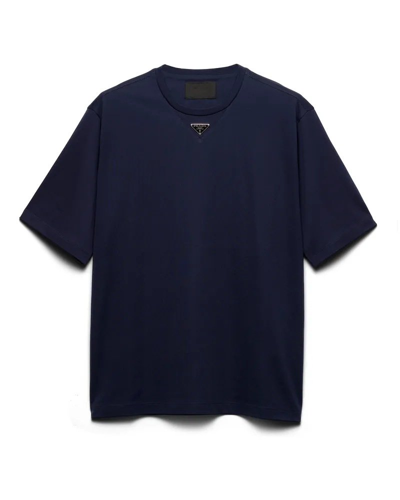 Prada T-shirt Aus Baumwolle, Herren, Blau, Größe Blau