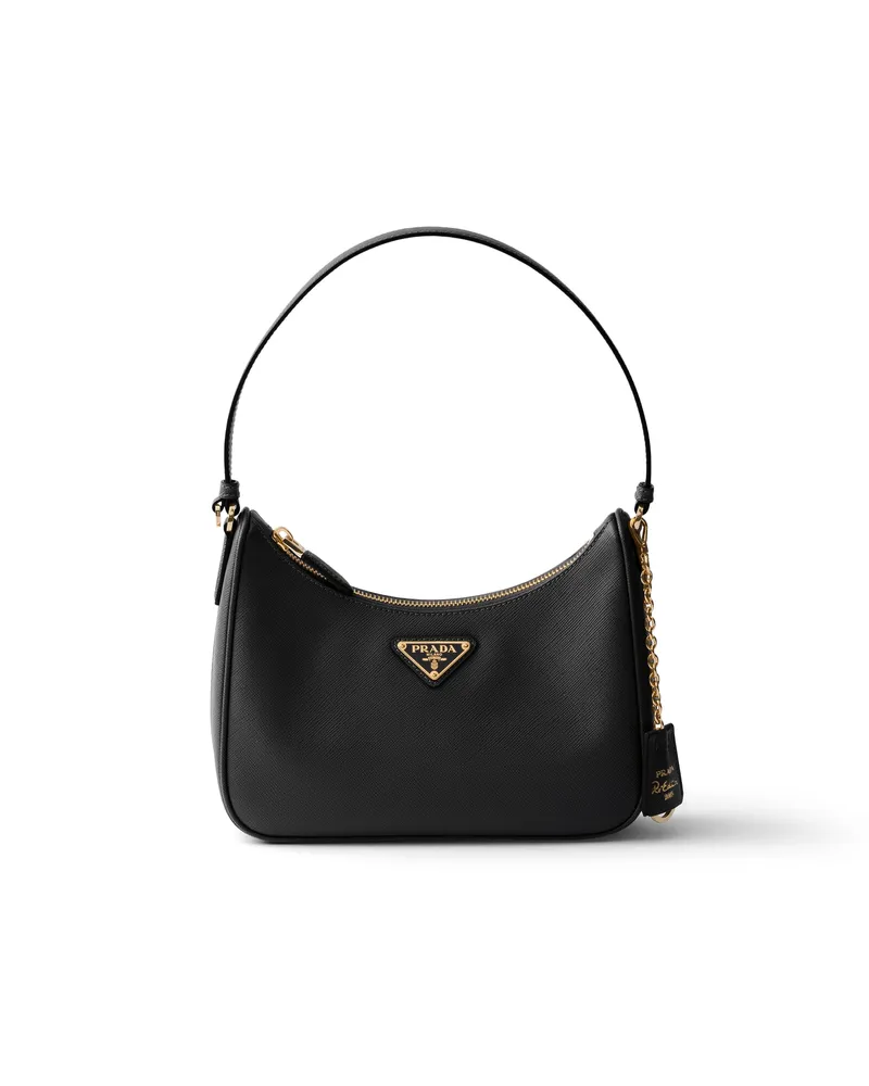 Prada Re-edition 2005 Saffiano Leather Mini-bag, Damen, Schwarz Schwarz