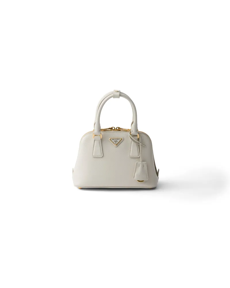 Prada Promenade Mini Bag Aus Saffiano-leder, Damen, Kalkweiss Kalkweiss