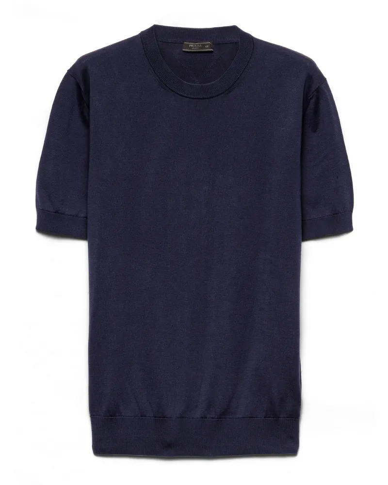 Prada Rundhalspullover Aus Baumwolle, Herren, Blau, Größe Blau