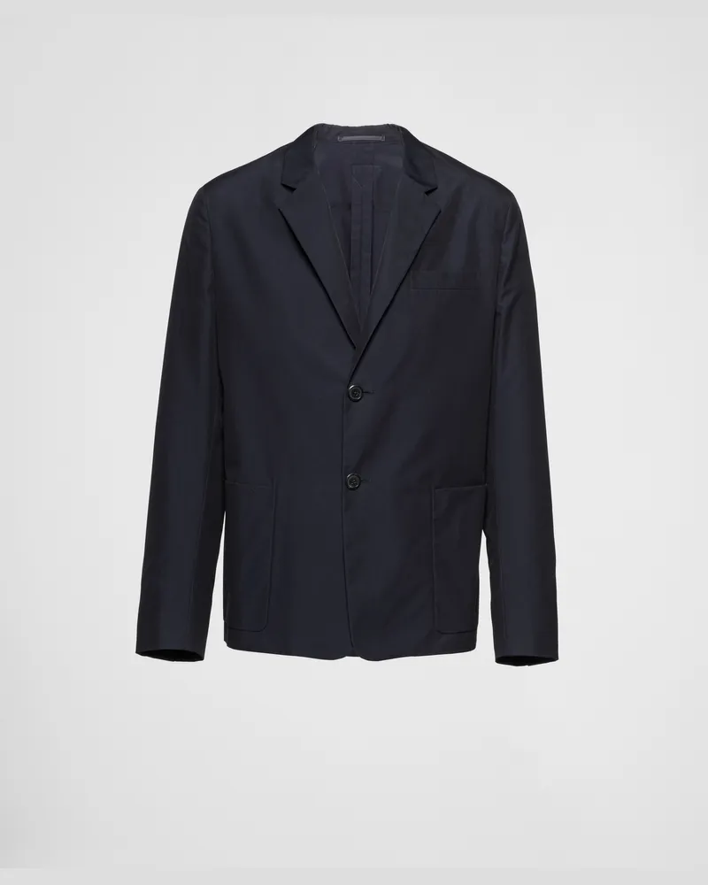 Prada Einreihige Jacke aus Baumwolle Blau