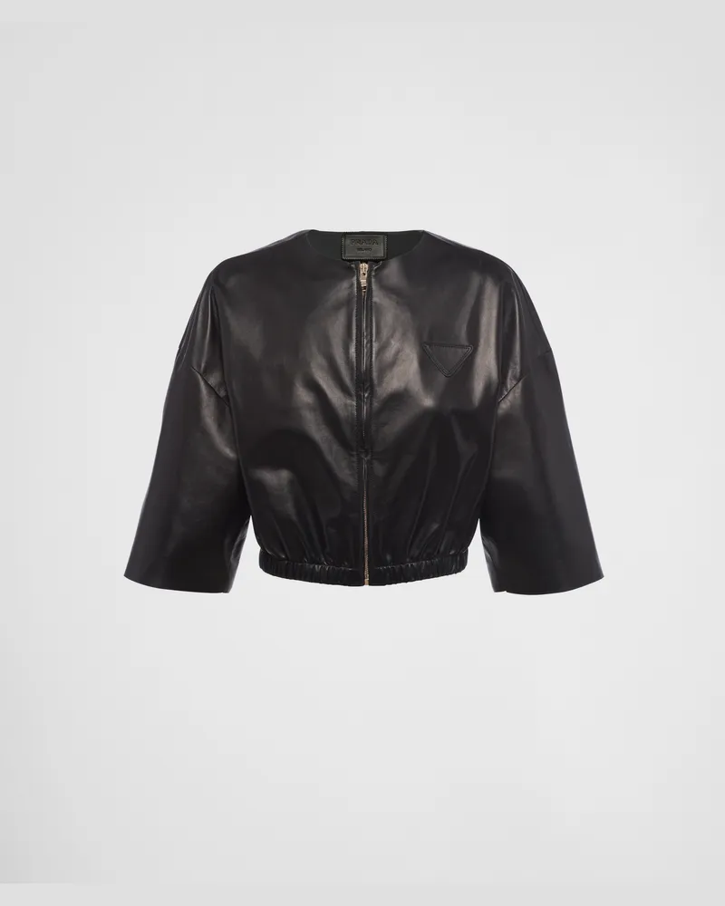 Prada Bomberjacke aus Nappa-Leder Schwarz