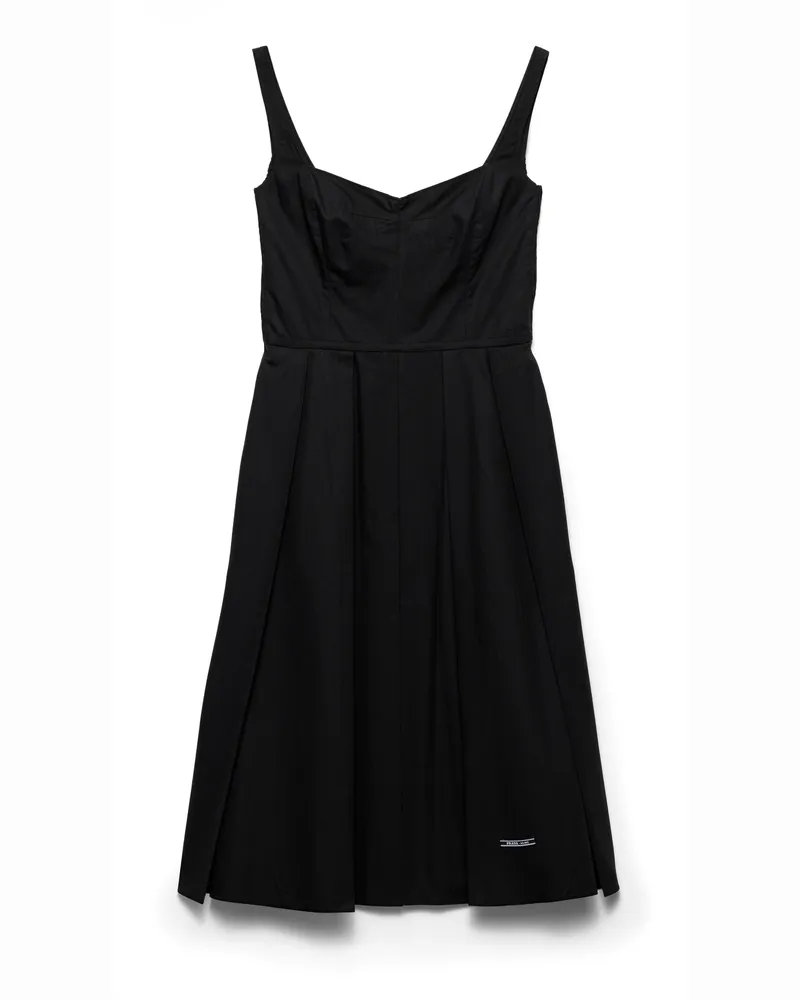 Prada Kleid Aus Baumwoll-canvas, Damen, Schwarz, Größe Schwarz
