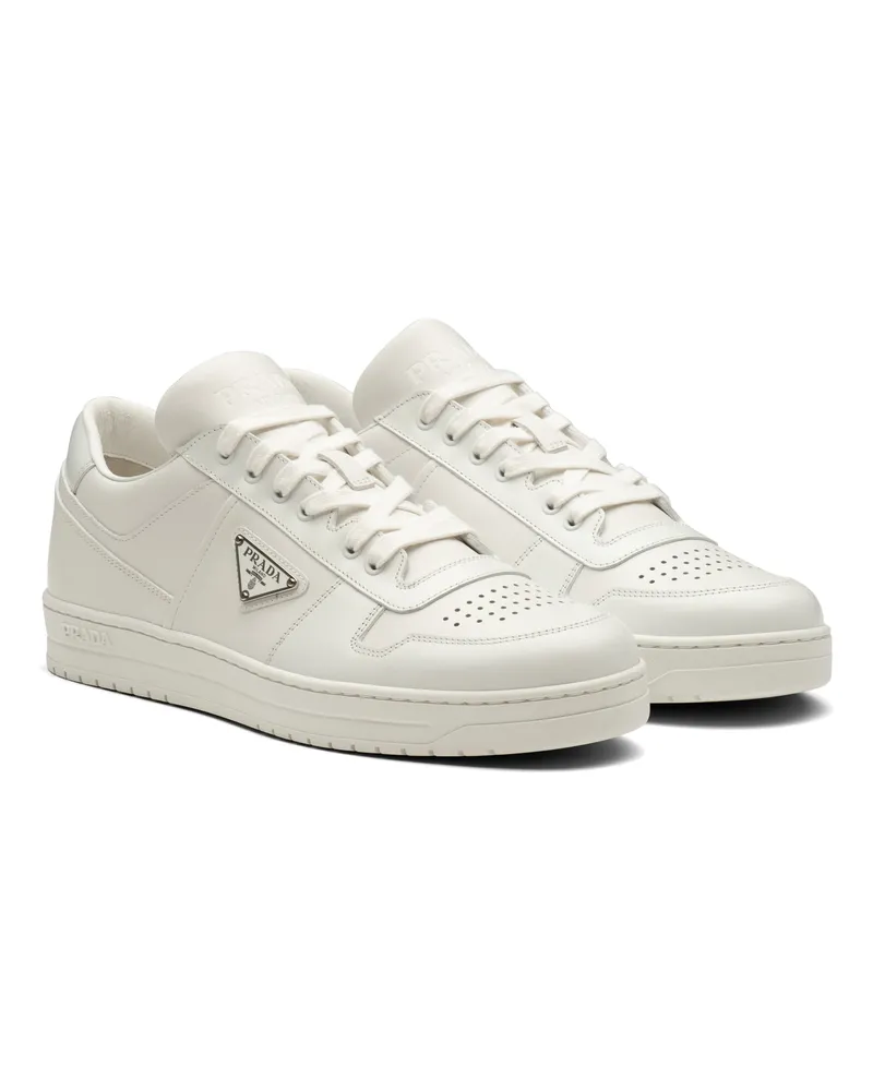 Prada Downtown Sneaker Aus Leder, Herren, Weiss, Größe 11,5 Weiss