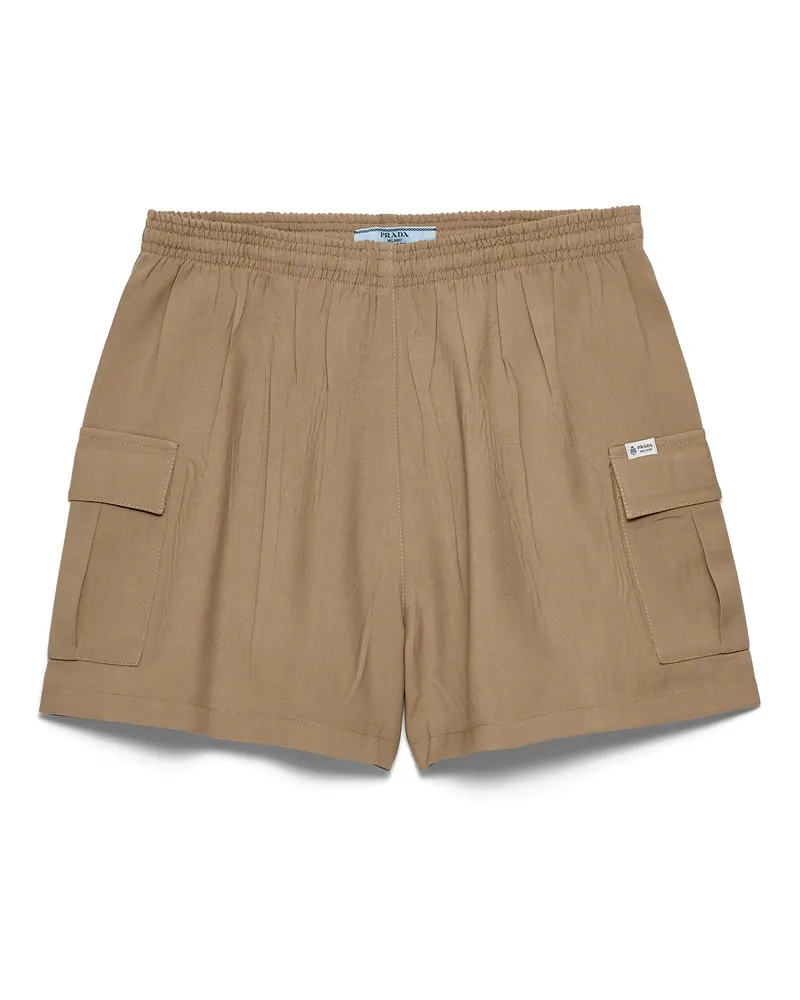 Prada Shorts Aus Leichtem Mohair, Damen, Haselnuss, Größe Haselnuss