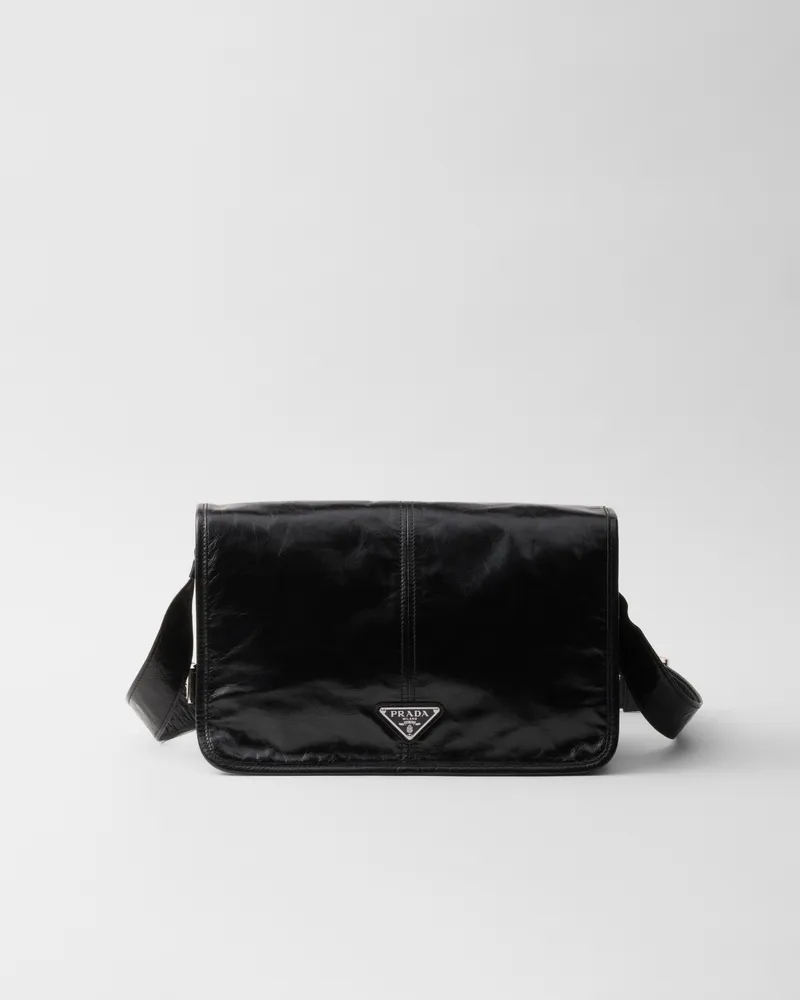 Prada Schultertasche aus Leder Schwarz