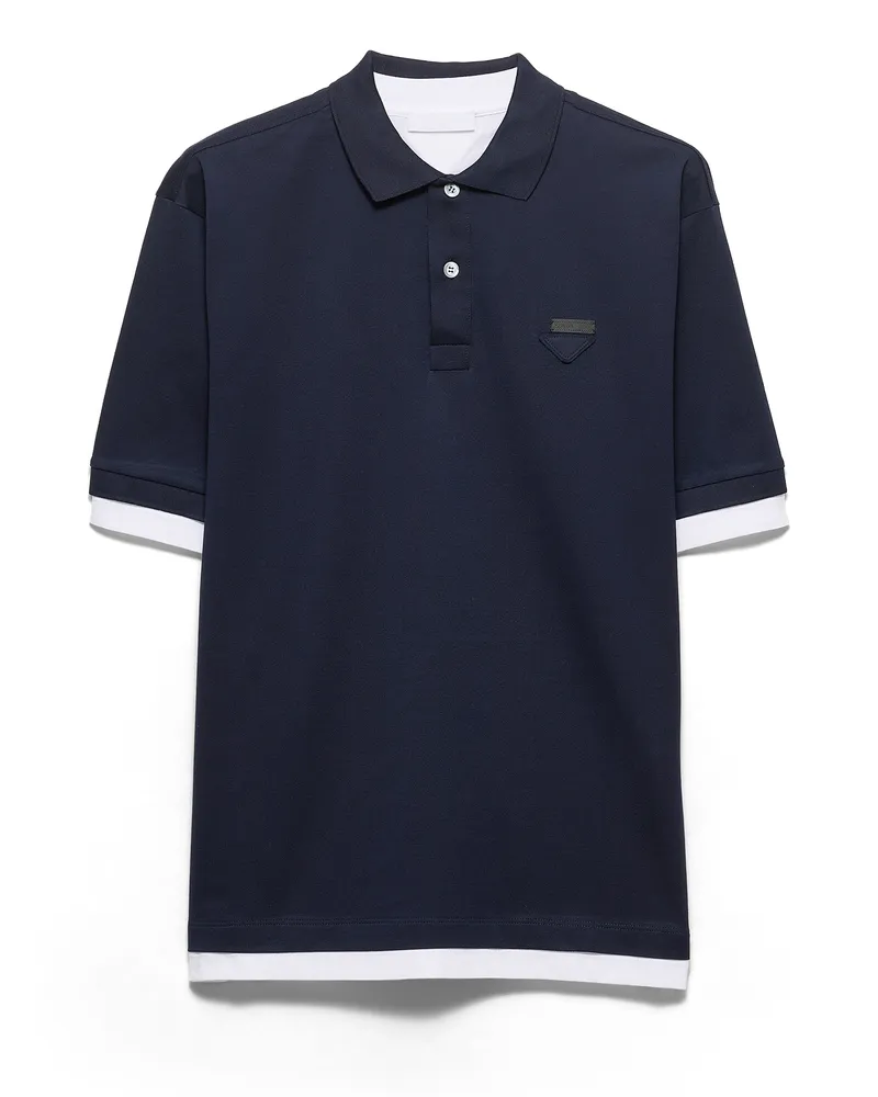 Prada Poloshirt Aus Baumwolle, Herren, Marineblau/weiss, Größe Marineblau