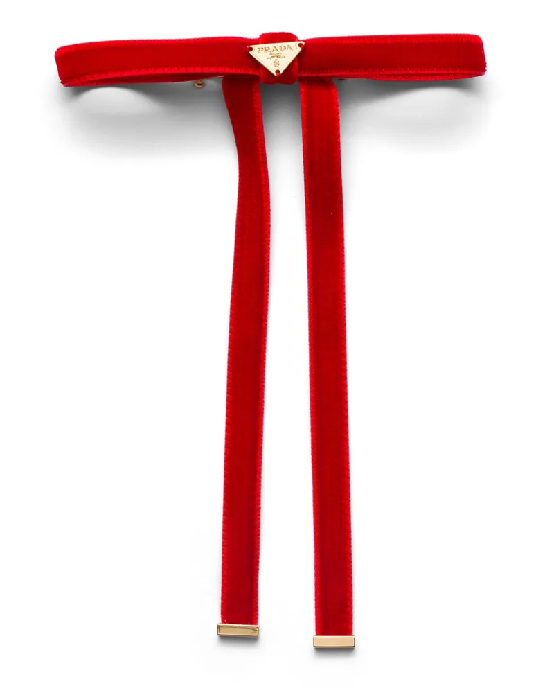 Prada Haarspange Aus Samt, Damen, Rot Rot