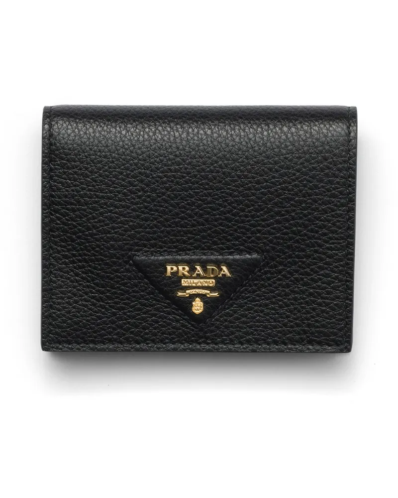 Prada Kleine Geldbörse Aus Leder, Damen, Schwarz Schwarz